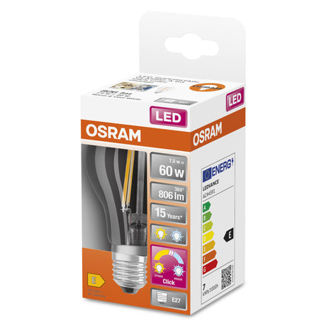 Ledvance/Osram Bombilla LED "Classic" E27 7W 806Lm 2700/4000K 320º IP20