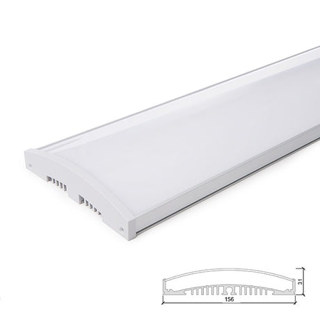 Perfíl/Luminaria de Aluminio para 10 Tiras de LEDS en Paralelo - Difusor Opal -Tira de 1 Metro