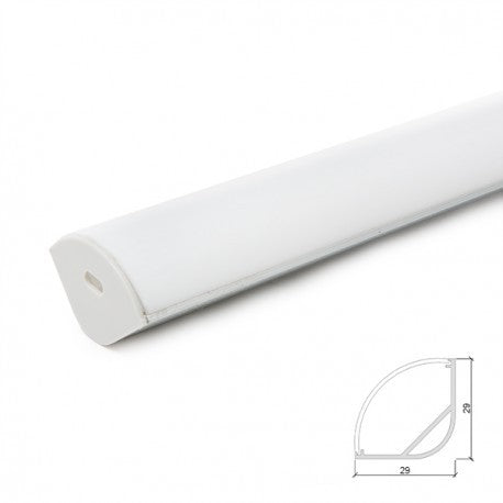 Aluminium Profile for LED Strip - Opal Diffuser - 2-Metre Strip