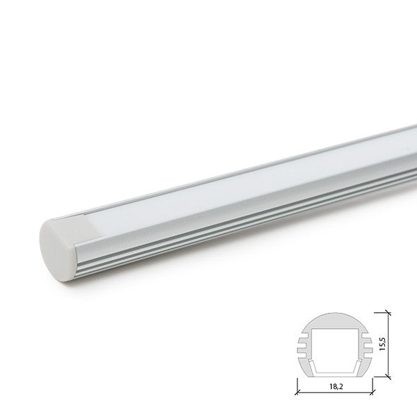 Perfíl de Aluminio para LEDS Suspendible - Difusor Opal -Tira de 2 Metros