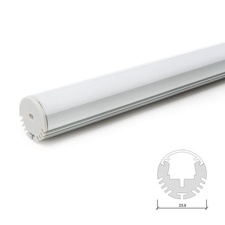 Perfíl de Aluminio para  Tiras de LEDS - Barra Armario - Difusor Opal -Tira de 2 Metros