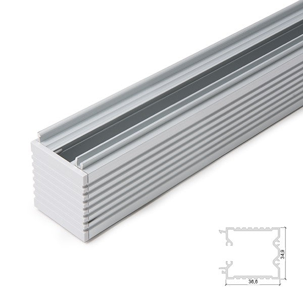 Perfíl de Aluminio para Alojamiento Transformador Perfíl Espejo SU-M001B - Tira de 1 Metro