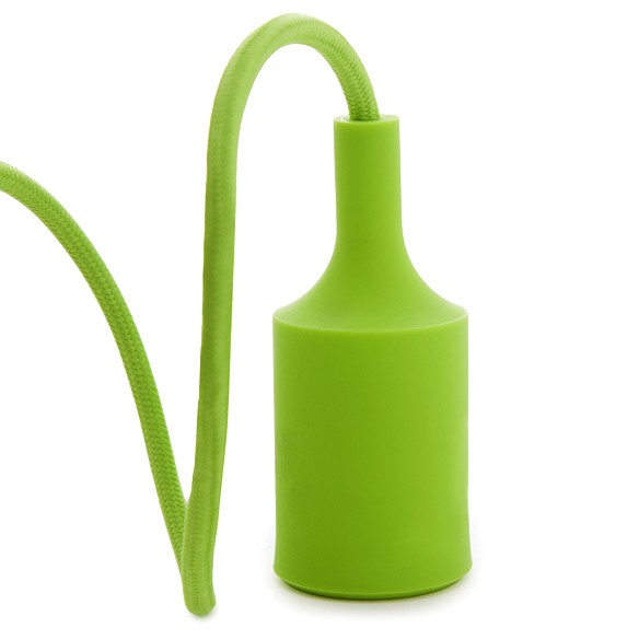 E27 Lampholder with 1 Metre Cable and Rosette - Green