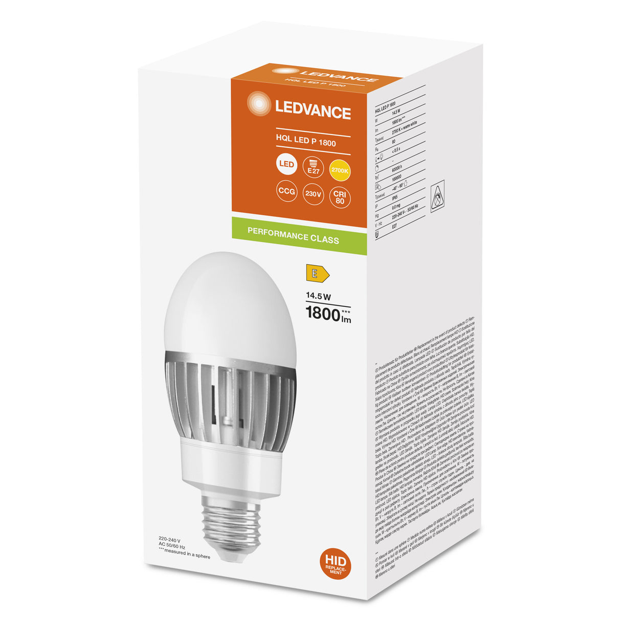 Bombilla LED LEDVANCE E27 14,5W 1800Lm 2700K 360º IP65