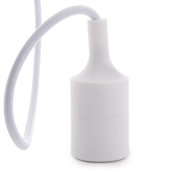 E27 Lampholder with 1 Metre Cable and Rosette - White