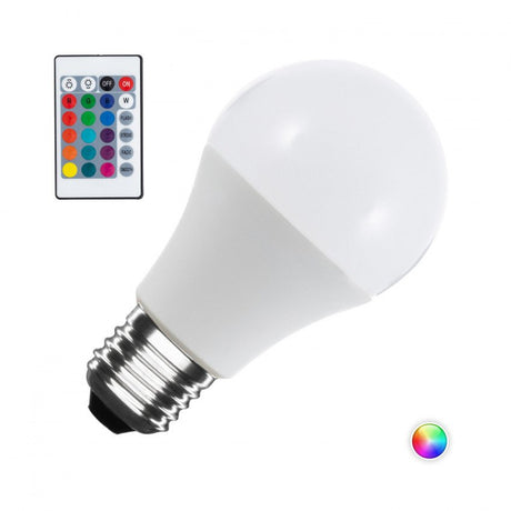 Bombilla de LEDs RGB 10W E27 Esférica Mando a Distancia