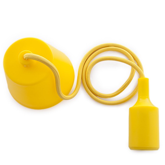 E27 Lampholder with 1 Metre Cable and Rosette - Yellow