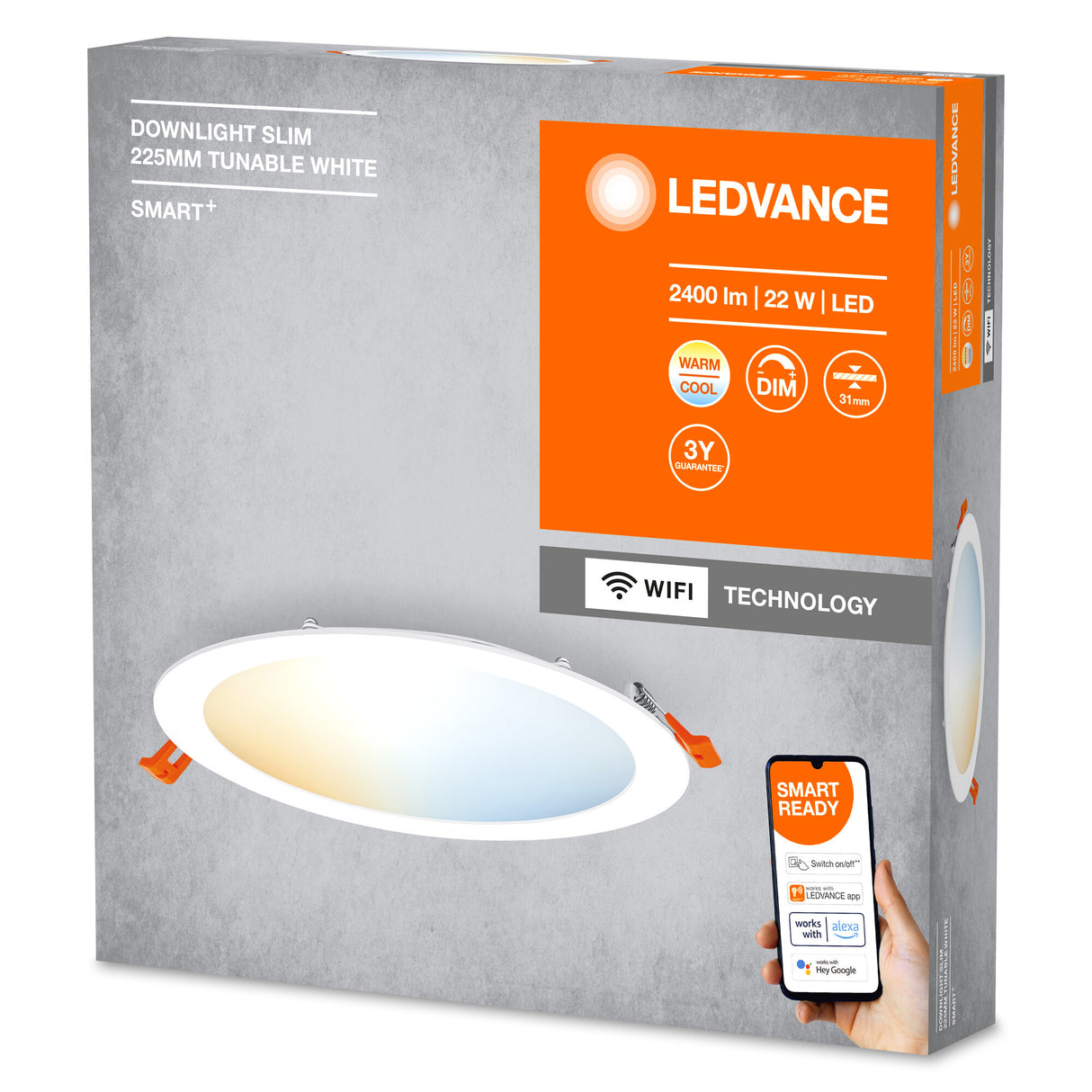 Downlight LED Ledvance "Smart"   22W 2000Lm 3000…6500K 110º IP20 Regulable