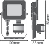 Foco Proyector LED Ledvance   10W 900Lm 3000K 100 x 100º IP65 Sensor