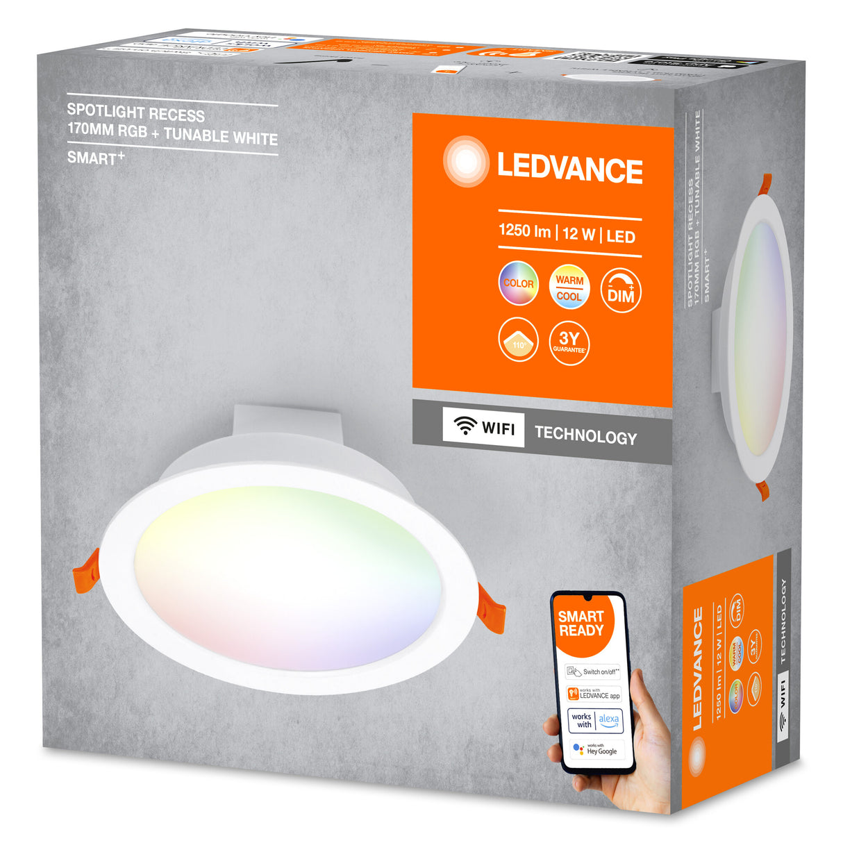 Downlight LED Ledvance "Smart"   12W 1000Lm 2700…6500K 110º IP20 Regulable