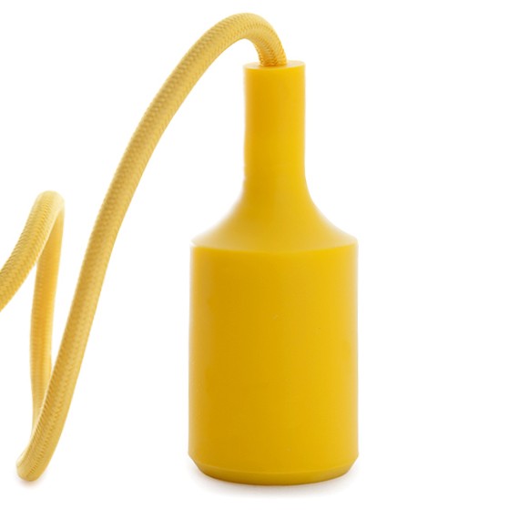 E27 Lampholder with 1 Metre Cable and Rosette - Yellow