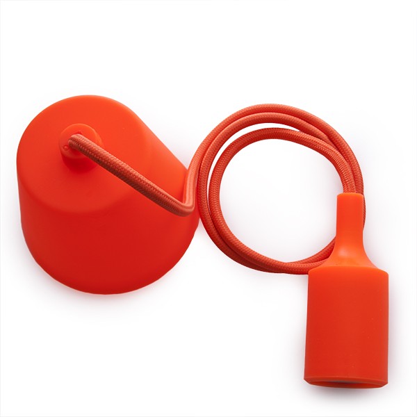 E27 Lampholder with 1 Metre Cable and Rosette - Orange Colour