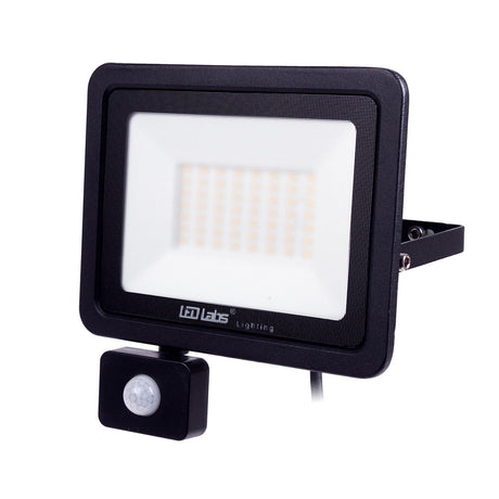 Foco Proyector LED IP44 Negro con Detector Movimiento 50W 4250Lm Blanco Natural