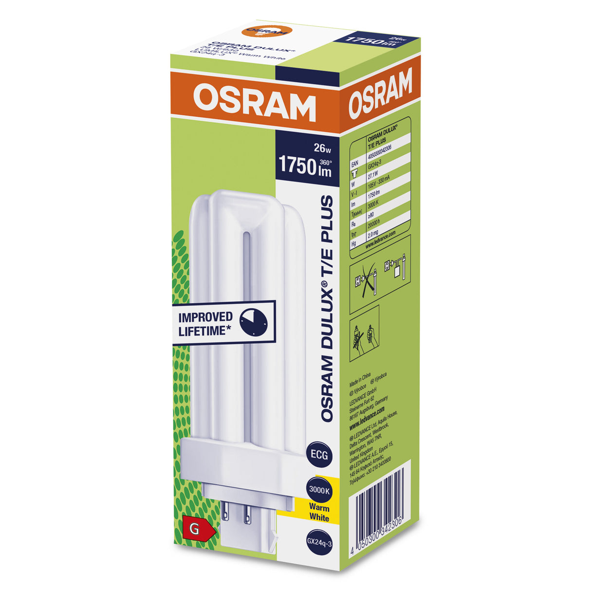 Bombilla Tradicional OSRAM/DULUX GX24q 3 26W 1750Lm 3000K   Regulable