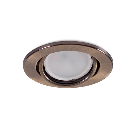 Aro Foco Downlight Circular Basculante  "Vepa" Acero 90mm - Latonado