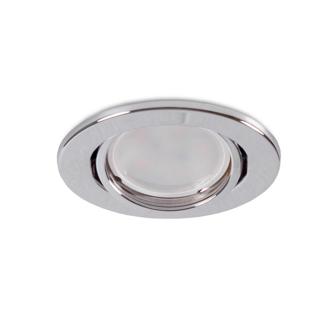 Aro Foco Downlight Circular Basculante  "Vepa" Acero 90mm - Cromado