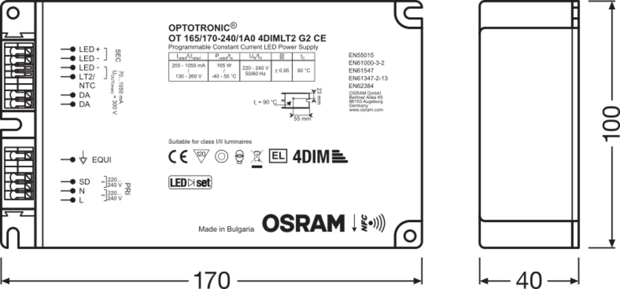 Driver LED Osram   OptoTronic OT 4DIM  165/170−277/1A0 4DIMLT2E