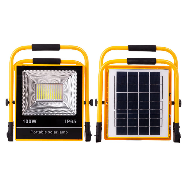 Proyector LED Solar 100W 6500K Panel: 6V/12W Batería: 3,2V/18000MaH Control Remoto [HO-SOLARFL-100W-05]