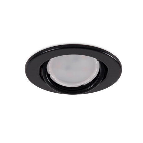 Aro Foco Downlight Circular Basculante  "Vepa" Acero 90mm - Negro