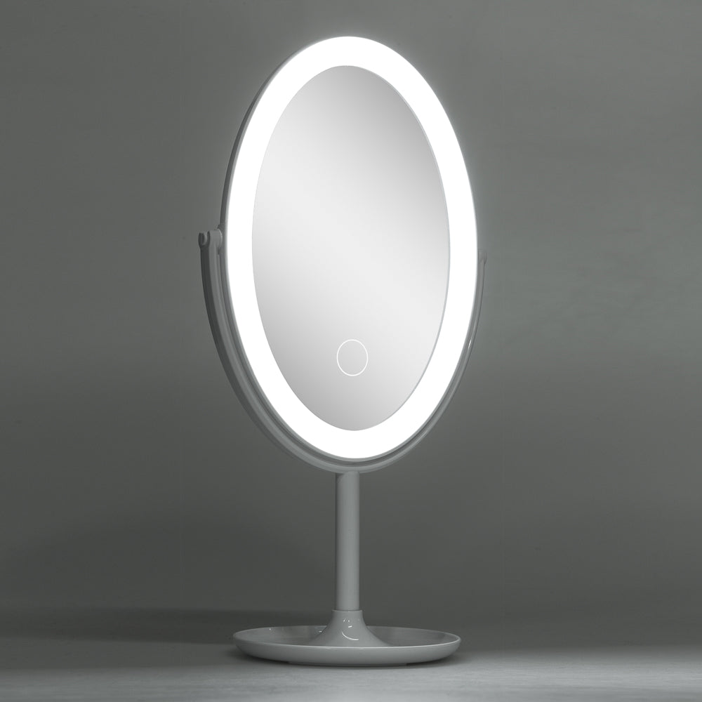 Espejo Iluminado Maquillaje  Ø14,5Cm Recargable-Regulable Blanco