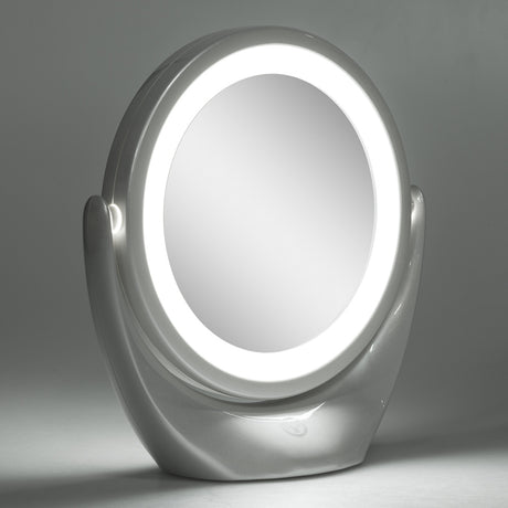 Espejo Iluminado Maquillaje  Ø14,2Cm Recargable-Regulable Blanco