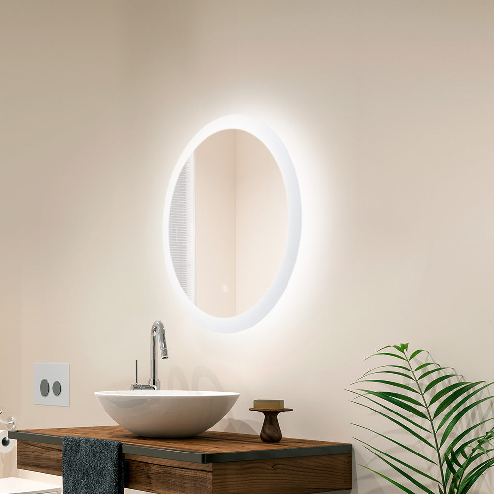 Espejo Iluminado Baño LED Ø60Cm Interruptor Táctil Dimable